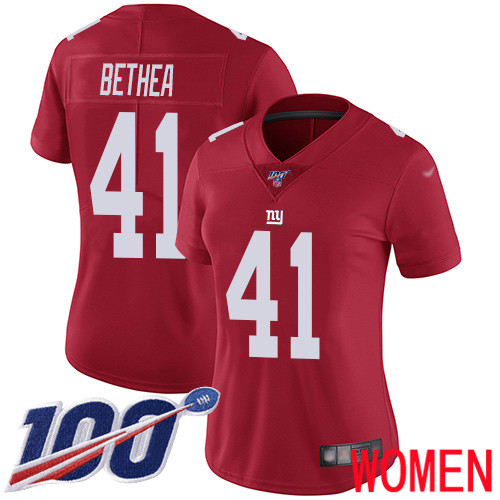 Women New York Giants #41 Antoine Bethea Red Limited Red Inverted Legend 100th Season Football NFL Jersey->women nfl jersey->Women Jersey